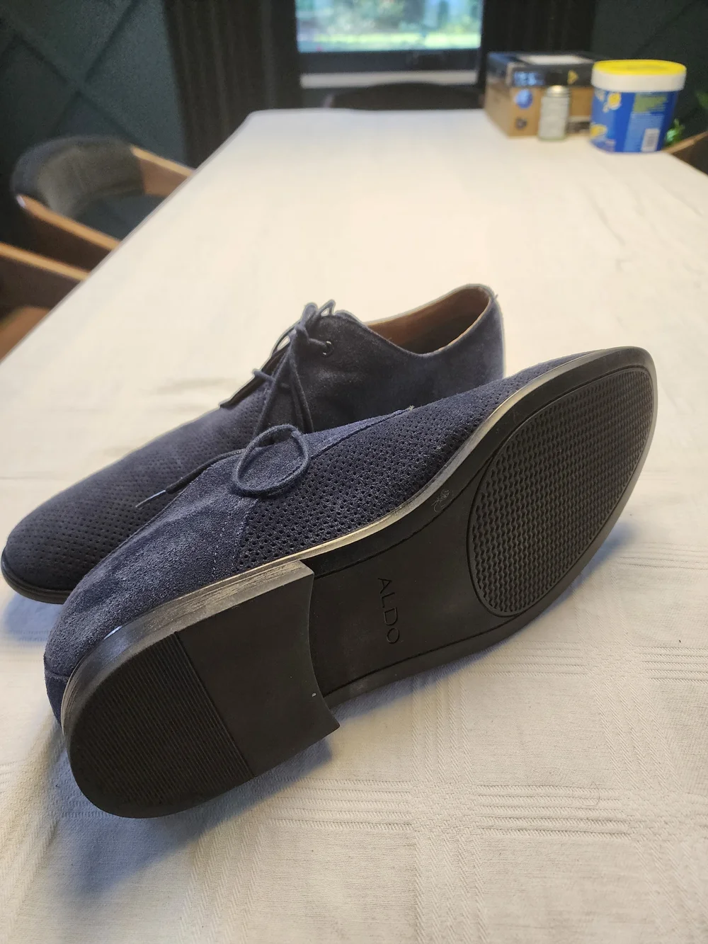 Aldo Men's Navy Perforated Suede Derby Shoes